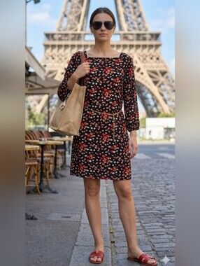 GAP Shift Summer Dress Cut-out Keyhole Side Pockets Size S / Floral